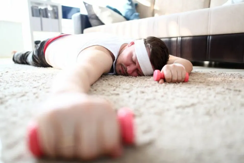 Exhausted man after workout