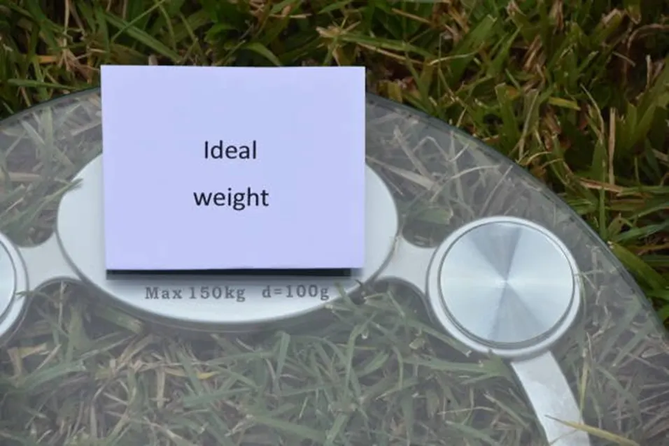Ideal weight scale card on glass scale