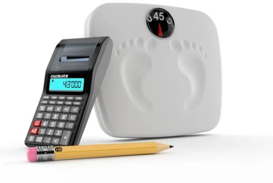 Calculator and weight scale with pencil